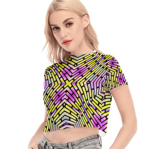Neon Criss Cross Mesh Crop Top